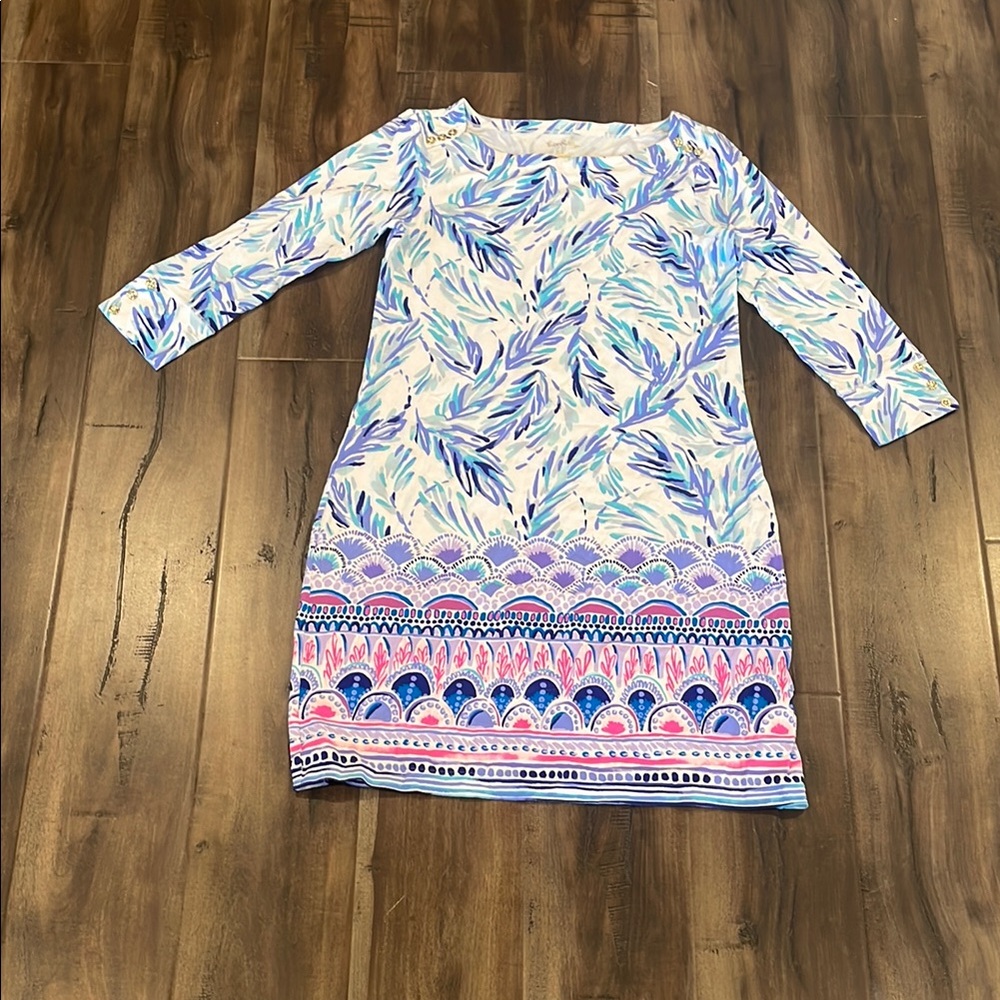 Blue and Purple Patterned Women's Dress
